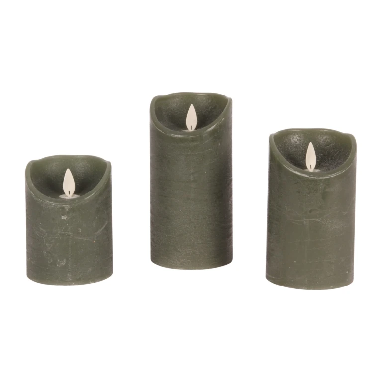 LED Candles Wax - Green - Set of 3