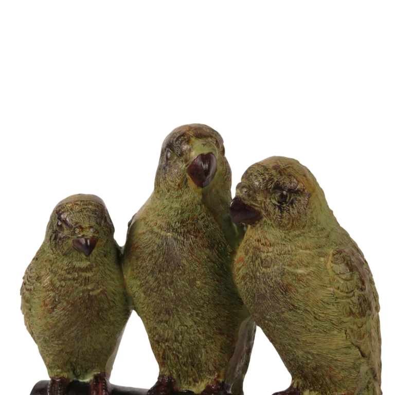 Parrot Sculpture on Base - Green - 33 cm
