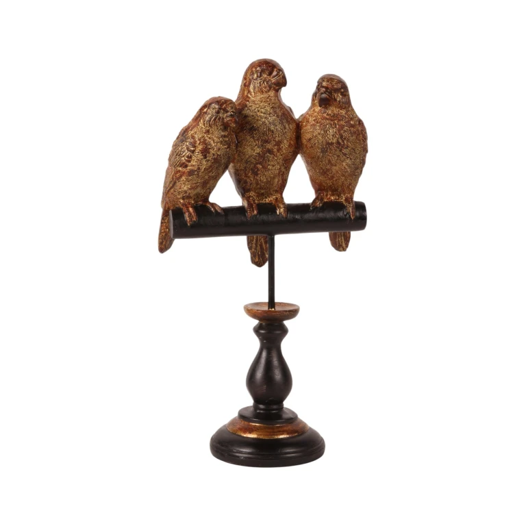 Parrot Sculpture on Base - Gold - 33 cm