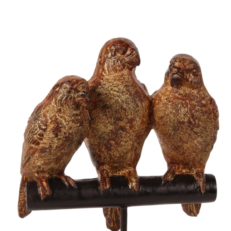 Parrot Sculpture on Base - Gold - 33 cm