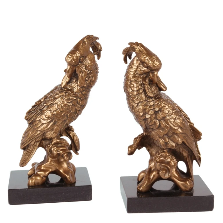 Parrot on Stand - Brass Finish - 28 cm