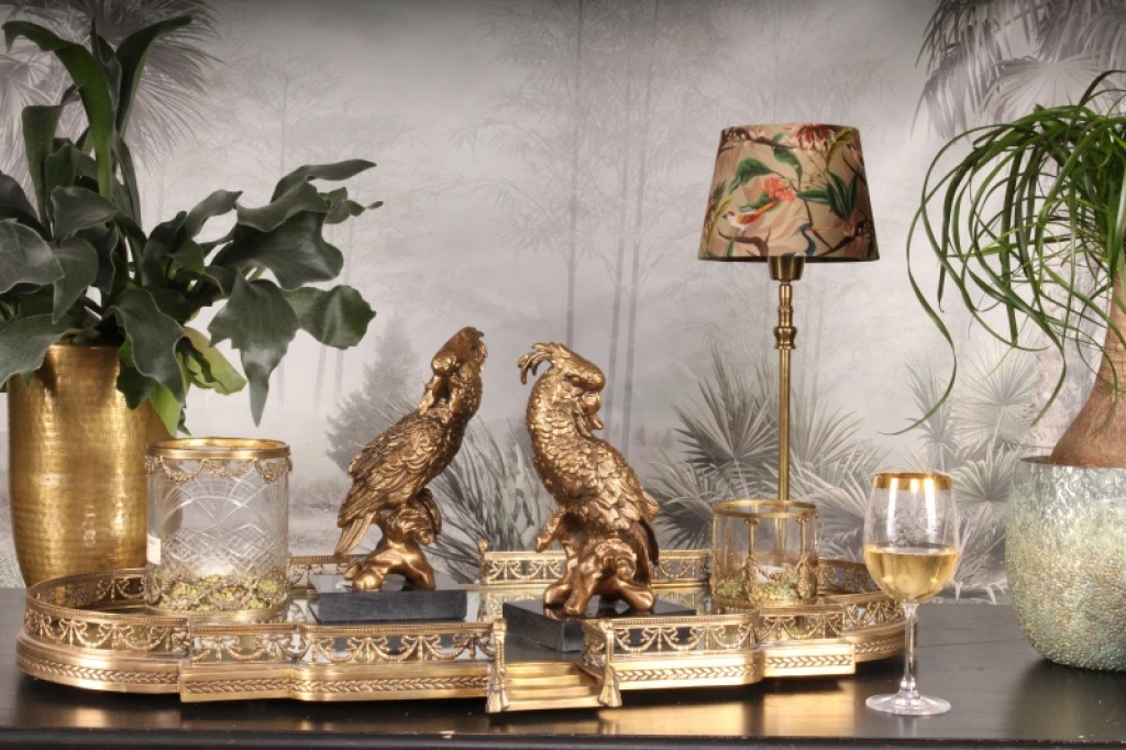 Parrot on Stand - Brass Finish - 28 cm