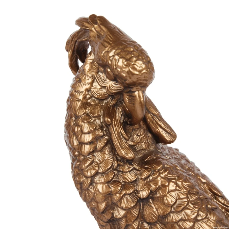 Parrot on Stand - Brass Finish - 28 cm