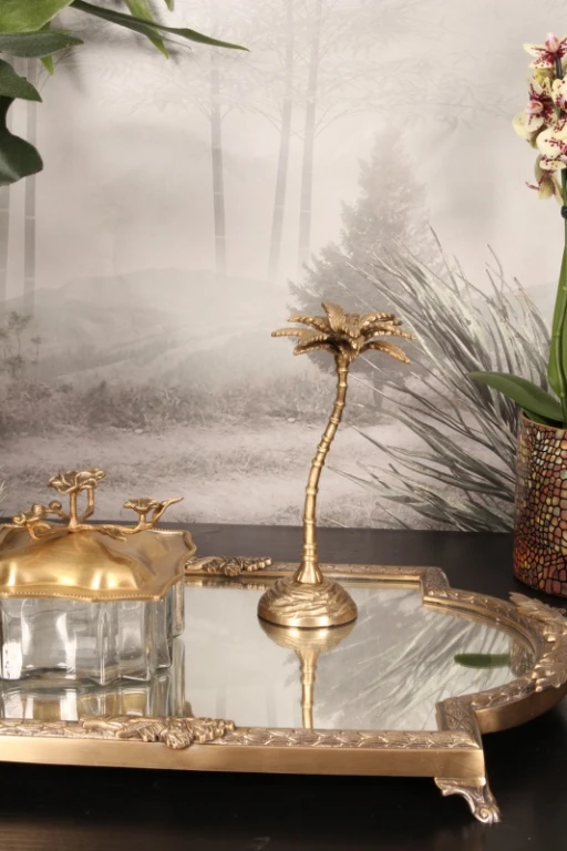 Decorative palm tree - gold - 23.5 cm - brass