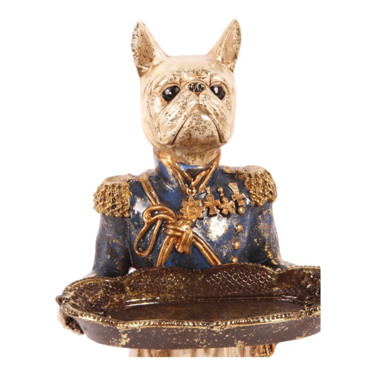 Dog Statue with Tray - Blue - 35 cm