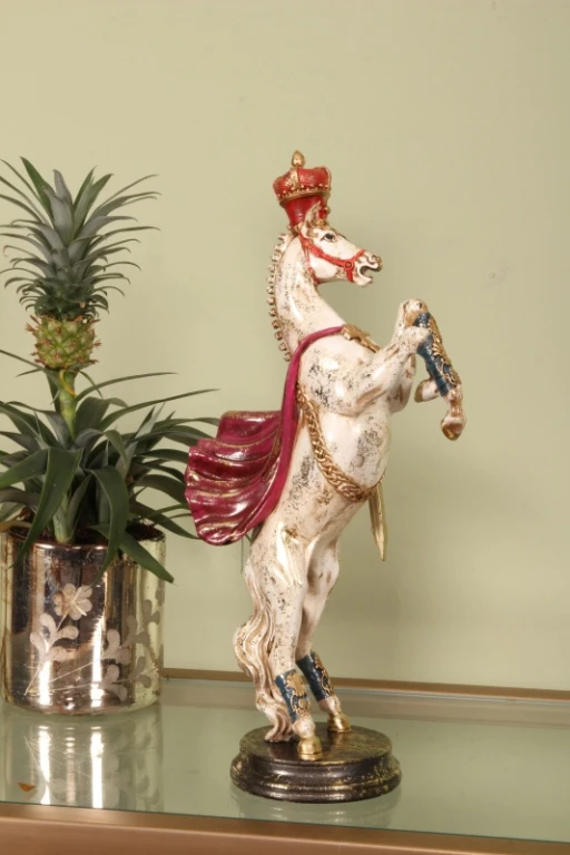Horse Statue - Red/White - 40 cm