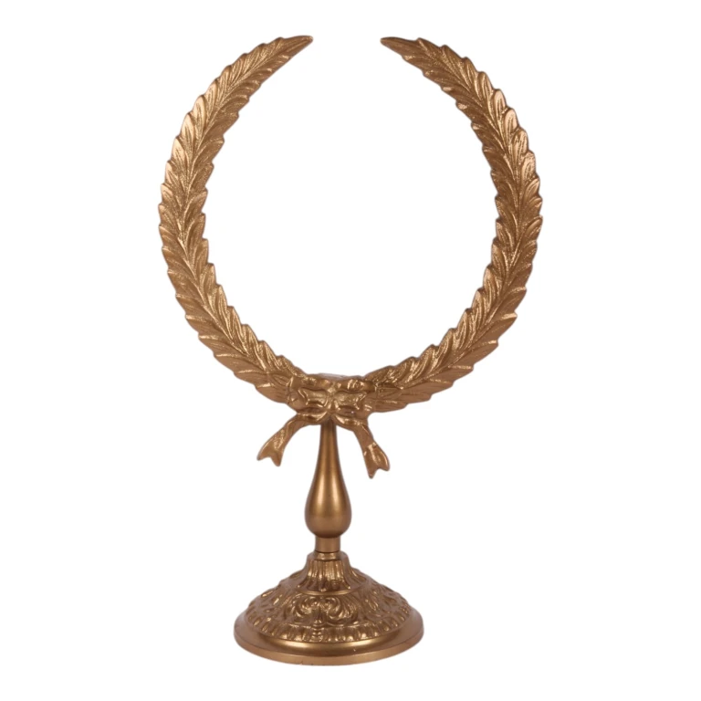 Laurel Wreath on Stand - Gold - 38 cm - Aluminum
