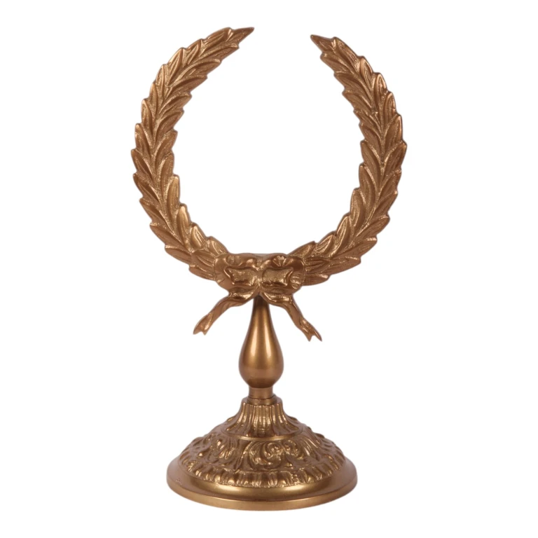 Laurel Wreath on Stand - Gold - 28 cm - Aluminum