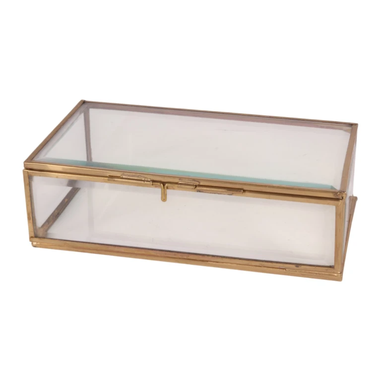 Jewelry Box 17.5 x 10 x 5.5 cm - Gold - Brass and Glass