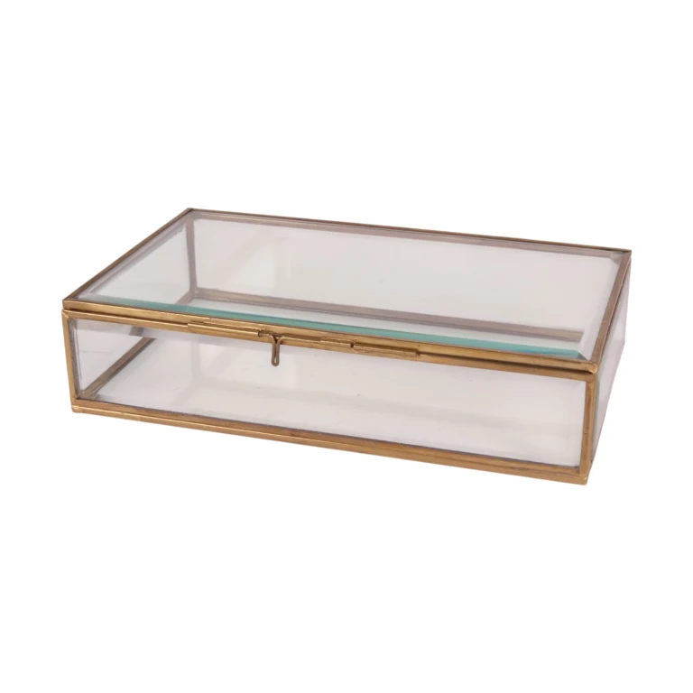 Jewelry Box 22.5x14x5.5 cm - Gold - Brass and Glass