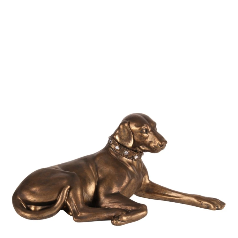 Dog statue - gold - 30 cm - 1 piece