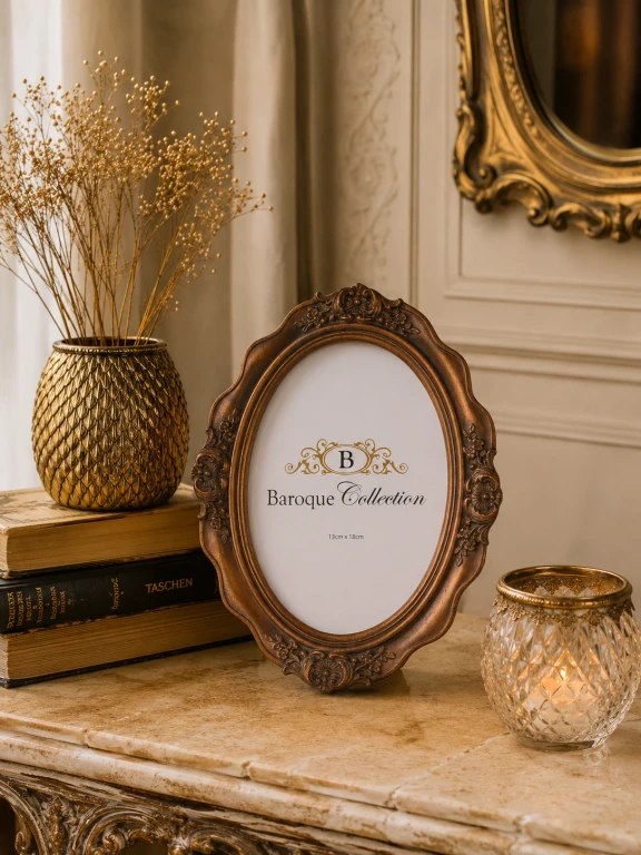Photo Frame 13x18 cm - Gold - Resin - Oval - Standing