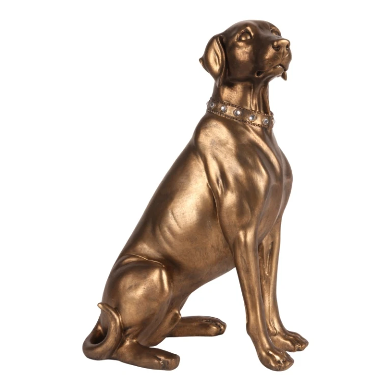 Weimaraner Dog Statue - Gold - 39 cm