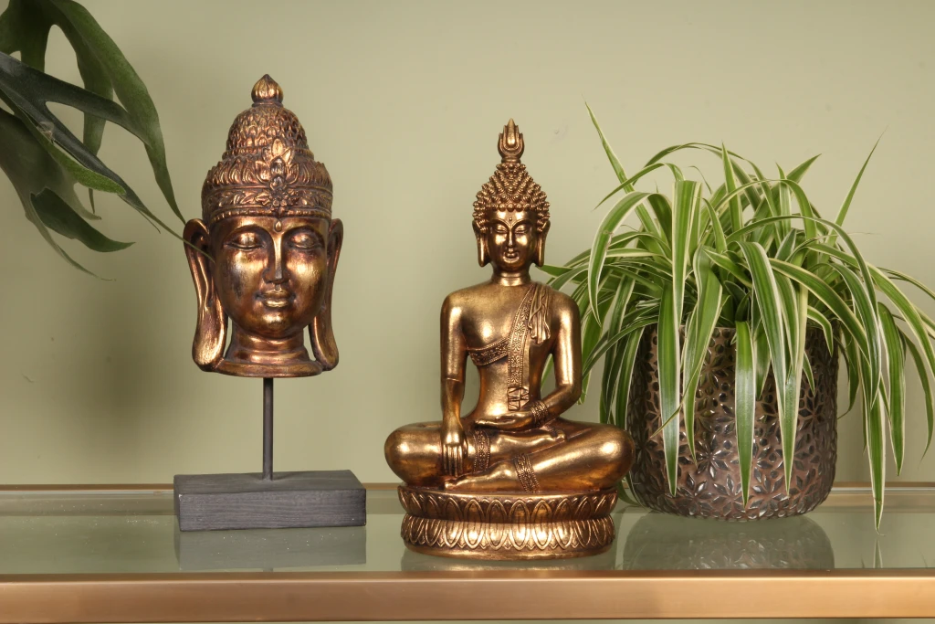 Buddha Statue - Gold - 33 cm - Polyresin