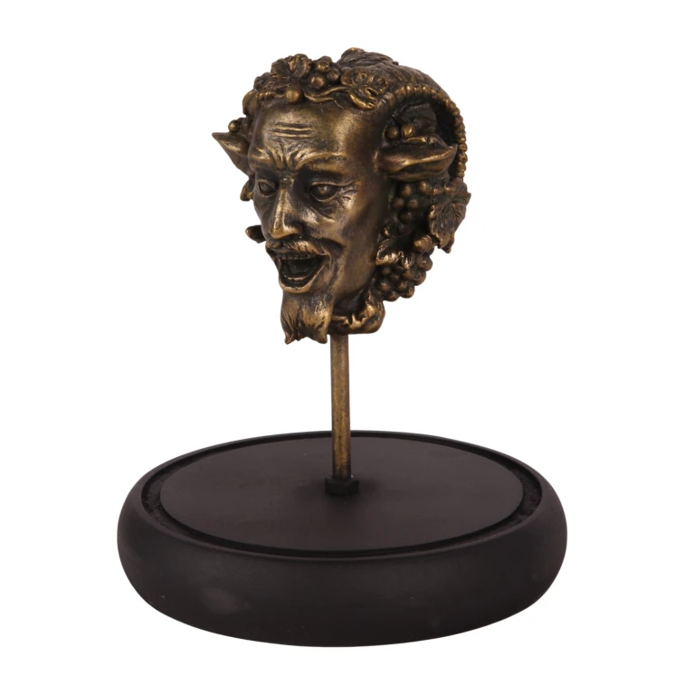 Bacchus Figure with Glass Dome - Gold - 23 cm - Resin