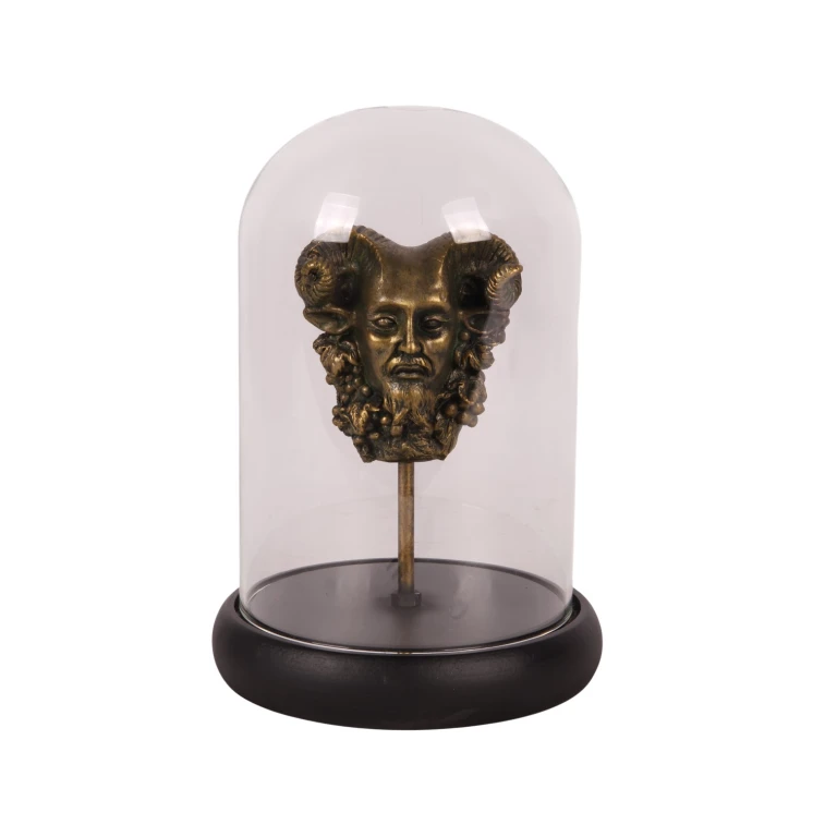 Bacchus figurine with glass dome – gold – 23 cm – resin