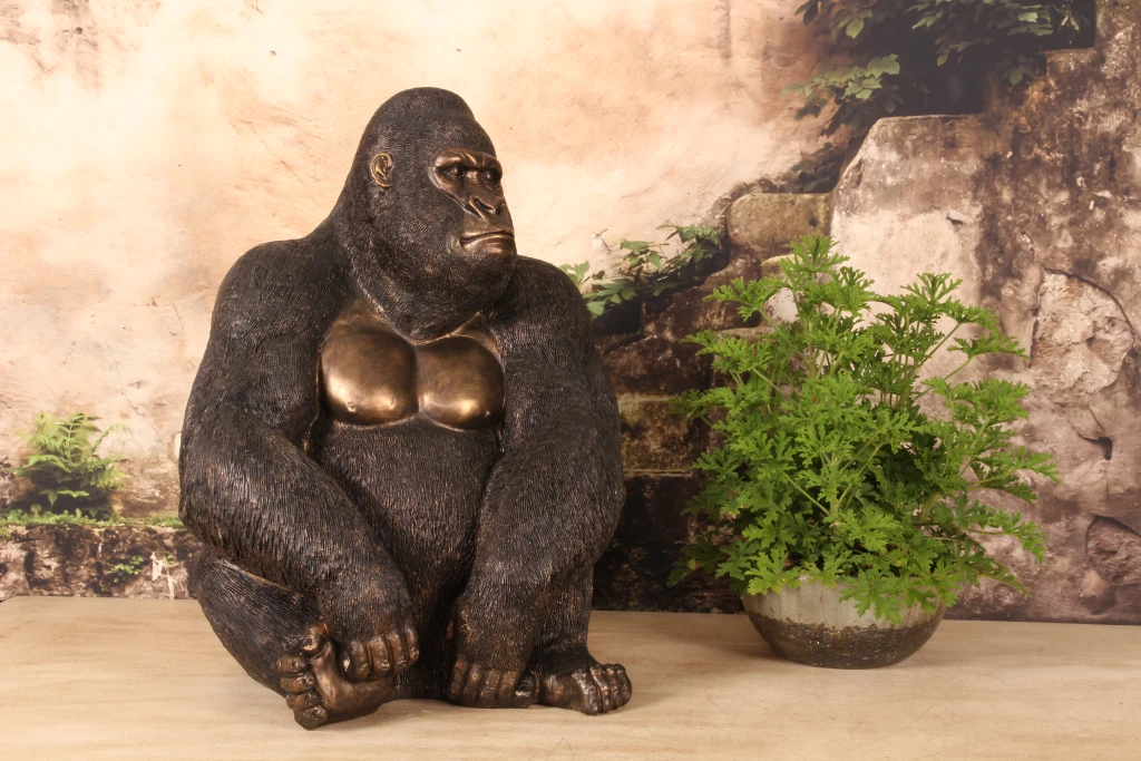 Gorilla Sculpture - Gold - 61 cm