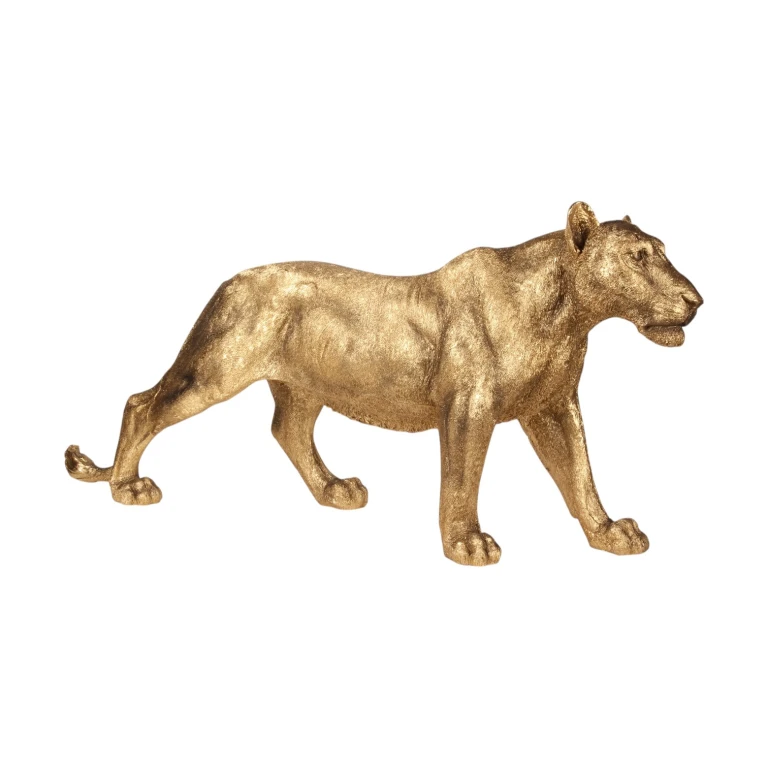 Lioness Sculpture - Gold - 124 cm