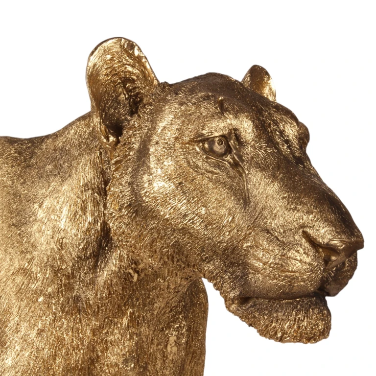 Lioness Sculpture - Gold - 124 cm