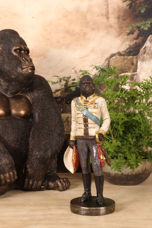 Orangutan Statue on Pedestal - Ivory - 40.5 cm