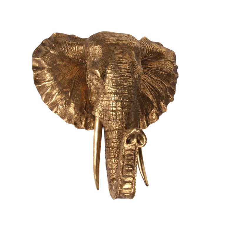 Wall Ornament Elephant - Gold - 23 cm - Polyresin