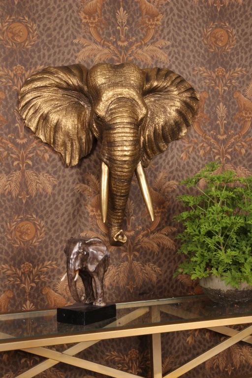 Wall Ornament Elephant - Gold - 61 cm - Resin