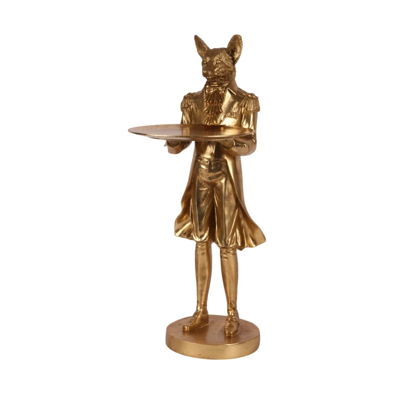 Fox with Tray - Gold - 54.5 cm
