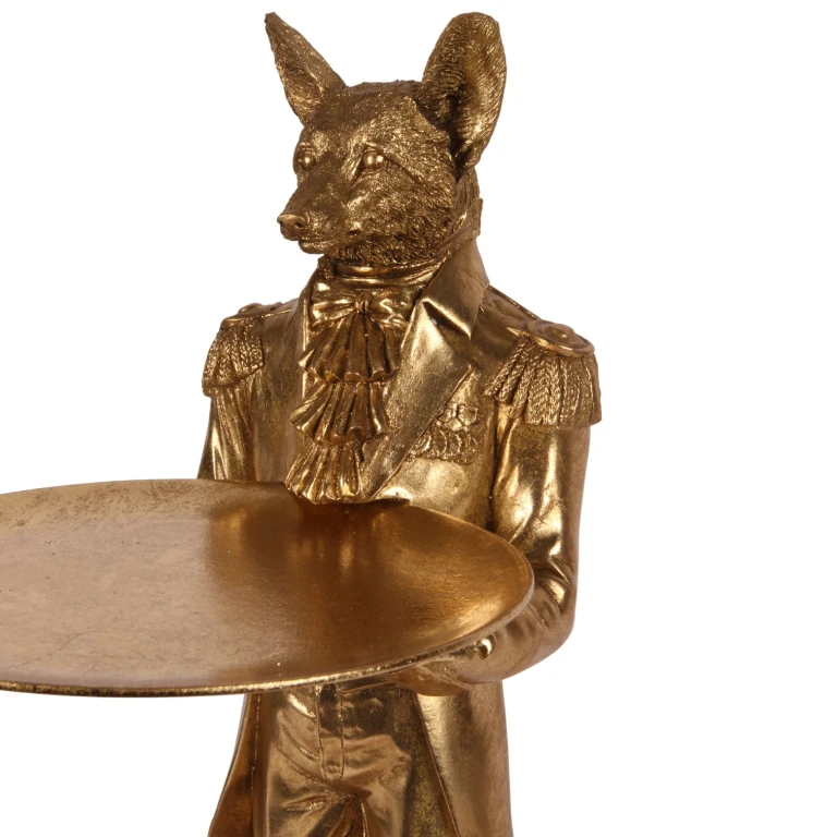 Fox with Tray - Gold - 54.5 cm