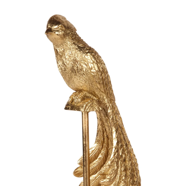 Bird Sculpture on Stand - Gold - 49 cm