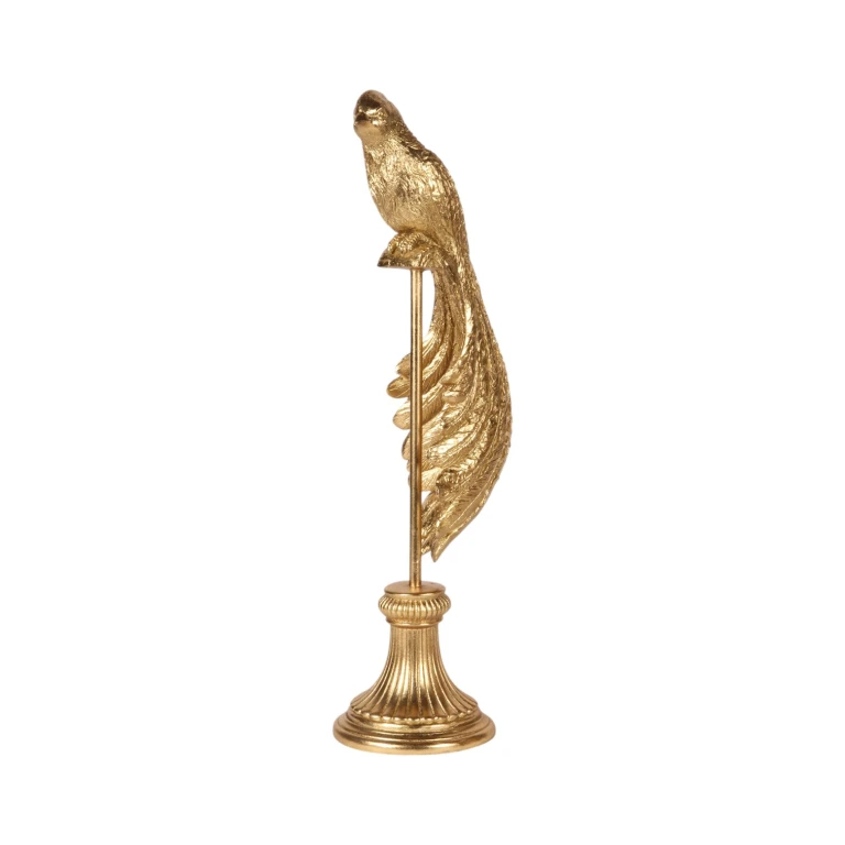 Bird Sculpture on Stand - Gold - 49 cm