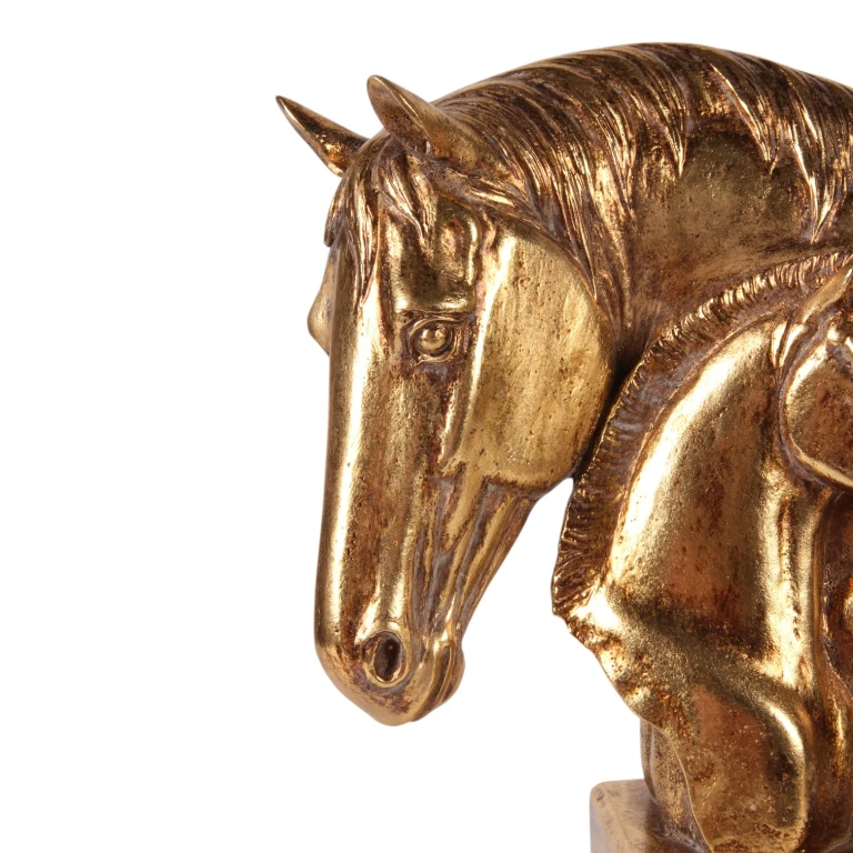 Sculpture of Horse Heads - Gold - 30 cm