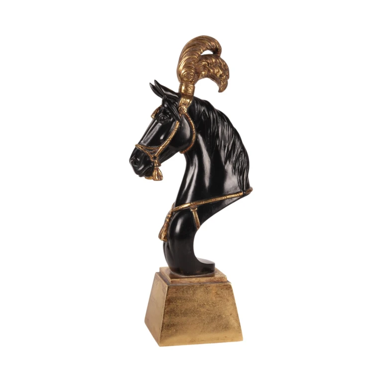 Horse Head Sculpture - Black/Gold - 36.5 cm