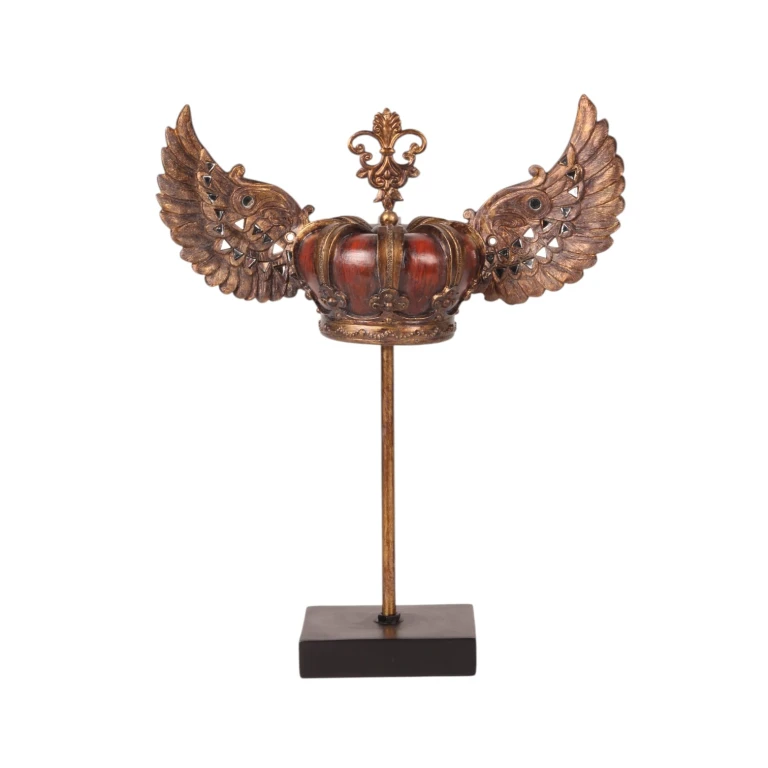 Crown on stand - red/gold - 36.5 cm - resin