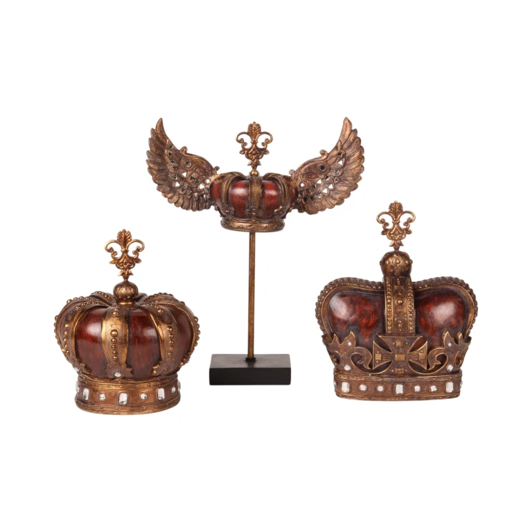 Crown on stand - red/gold - 36.5 cm - resin