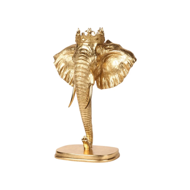Elephant Statue on Stand – Gold – 37.5 cm