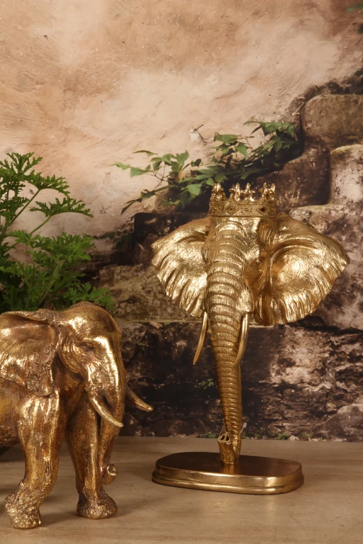 Elephant Statue on Stand – Gold – 37.5 cm