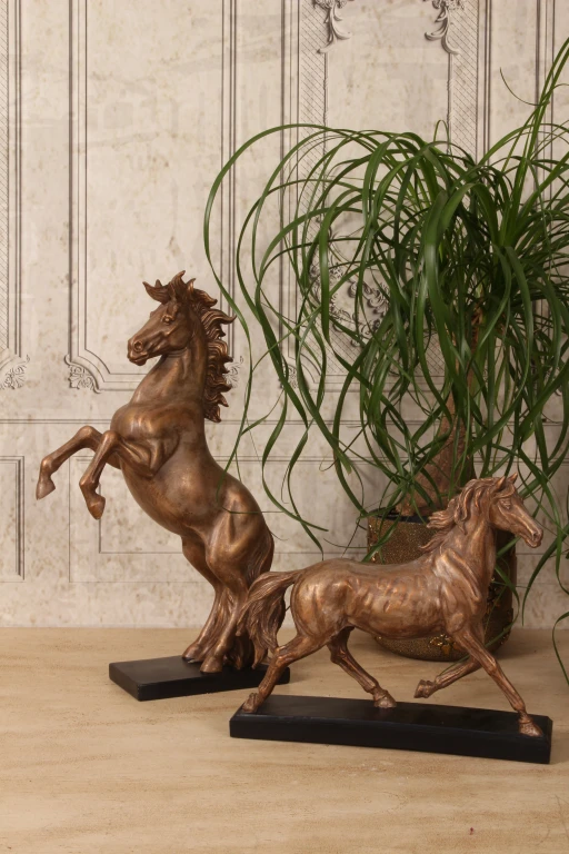 Bronze-Colored Horse Statue - 43.5 cm