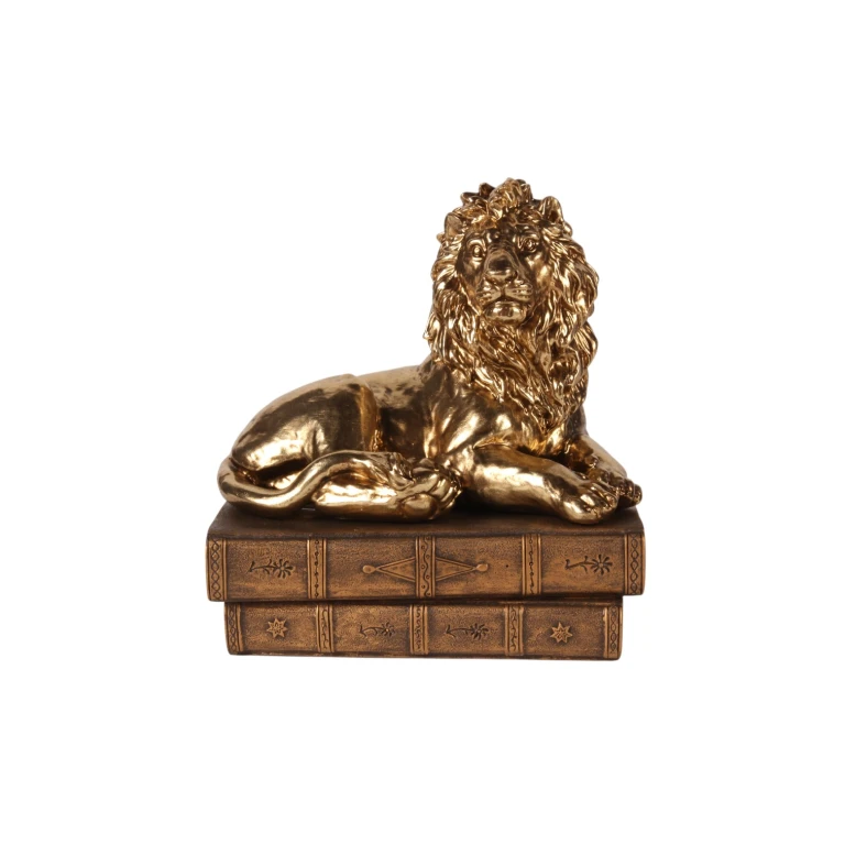 Golden Lion Sculpture - 21 cm