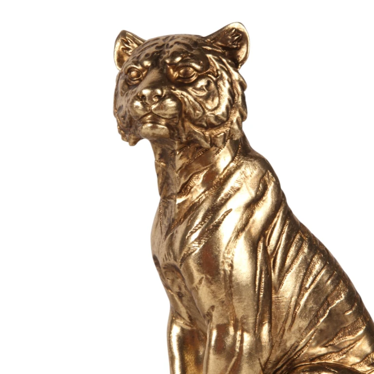 Tiger Sculpture on Books - Gold - 29 cm