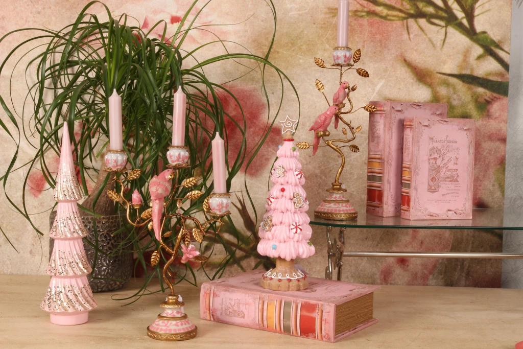 Miniature Christmas tree - pink - 35.5 cm - resin