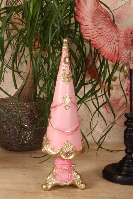 Miniature Christmas Tree - Pink - 35.8 cm - Synthetic Resin