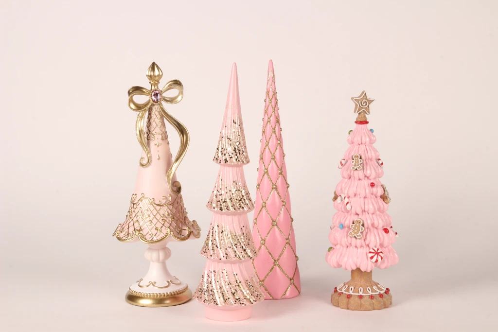 Miniature Christmas Tree - Pink - 35.5 cm - Resin