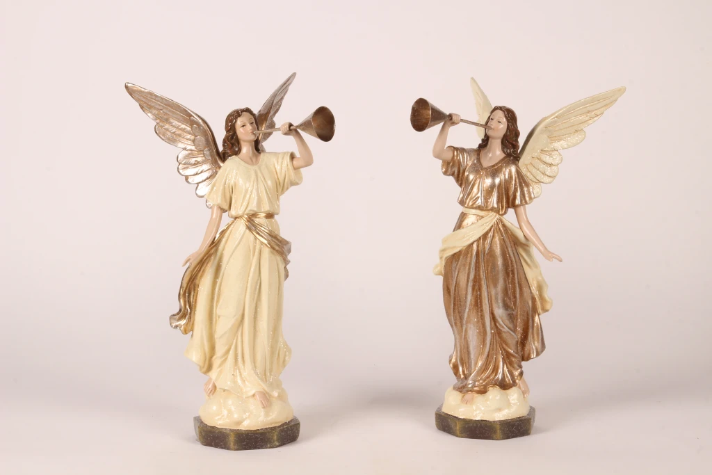 Angel figurine - beige - 41 cm - resin