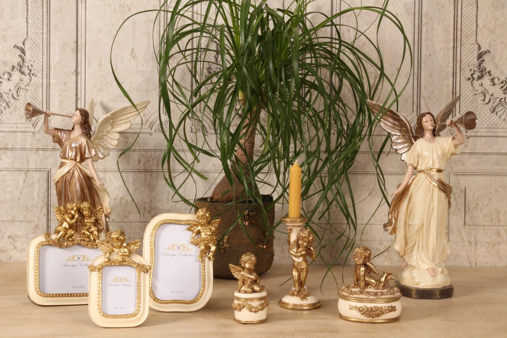 Angel figurine - beige - 41 cm - resin