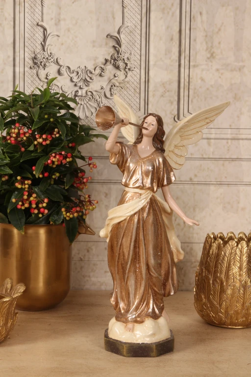 Angel figurine - beige - 41 cm - resin