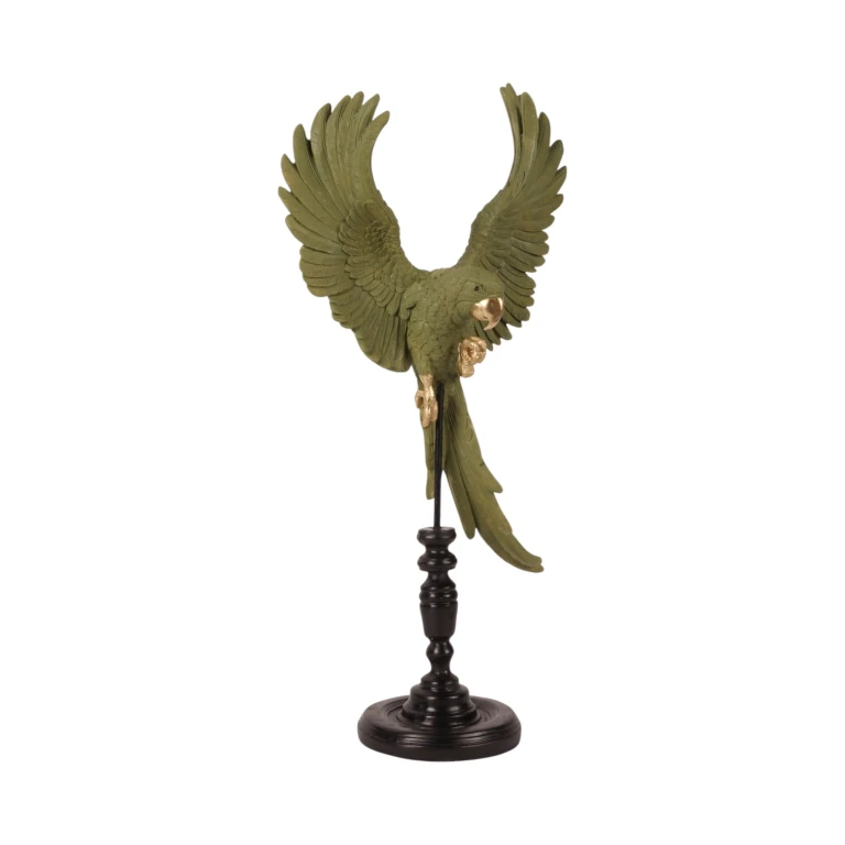 Parrot on Stand - Green - 52.5 cm