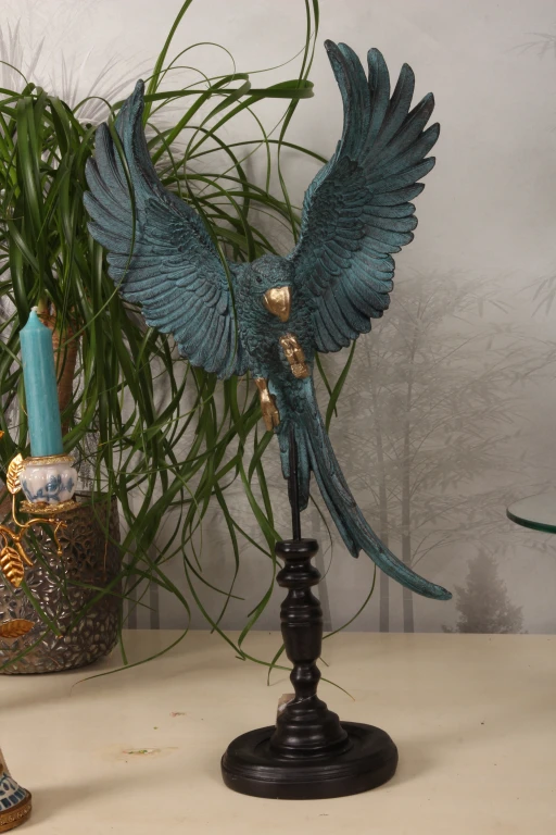 Parrot on Stand - Blue - 52.5 cm