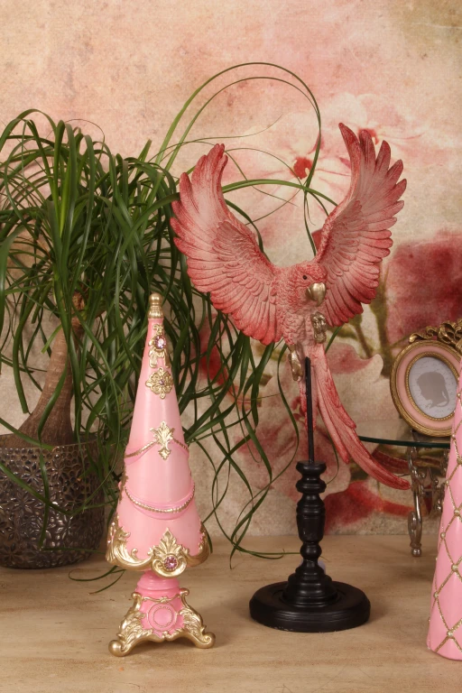 Parrot on Stand - Pink - 52.5 cm