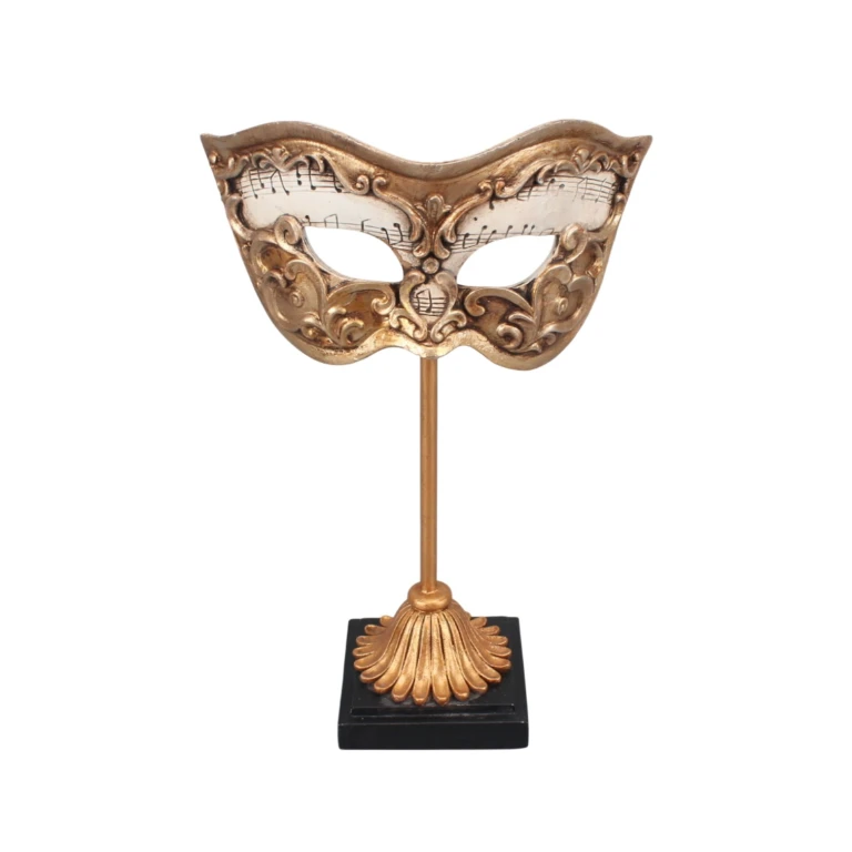 Decorative Mask on Pedestal - Gold - 20.5 cm - Resin