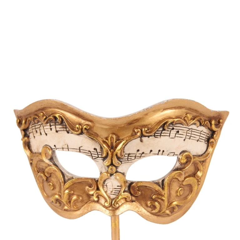 Decorative Mask on Pedestal - Gold - 20.5 cm - Resin